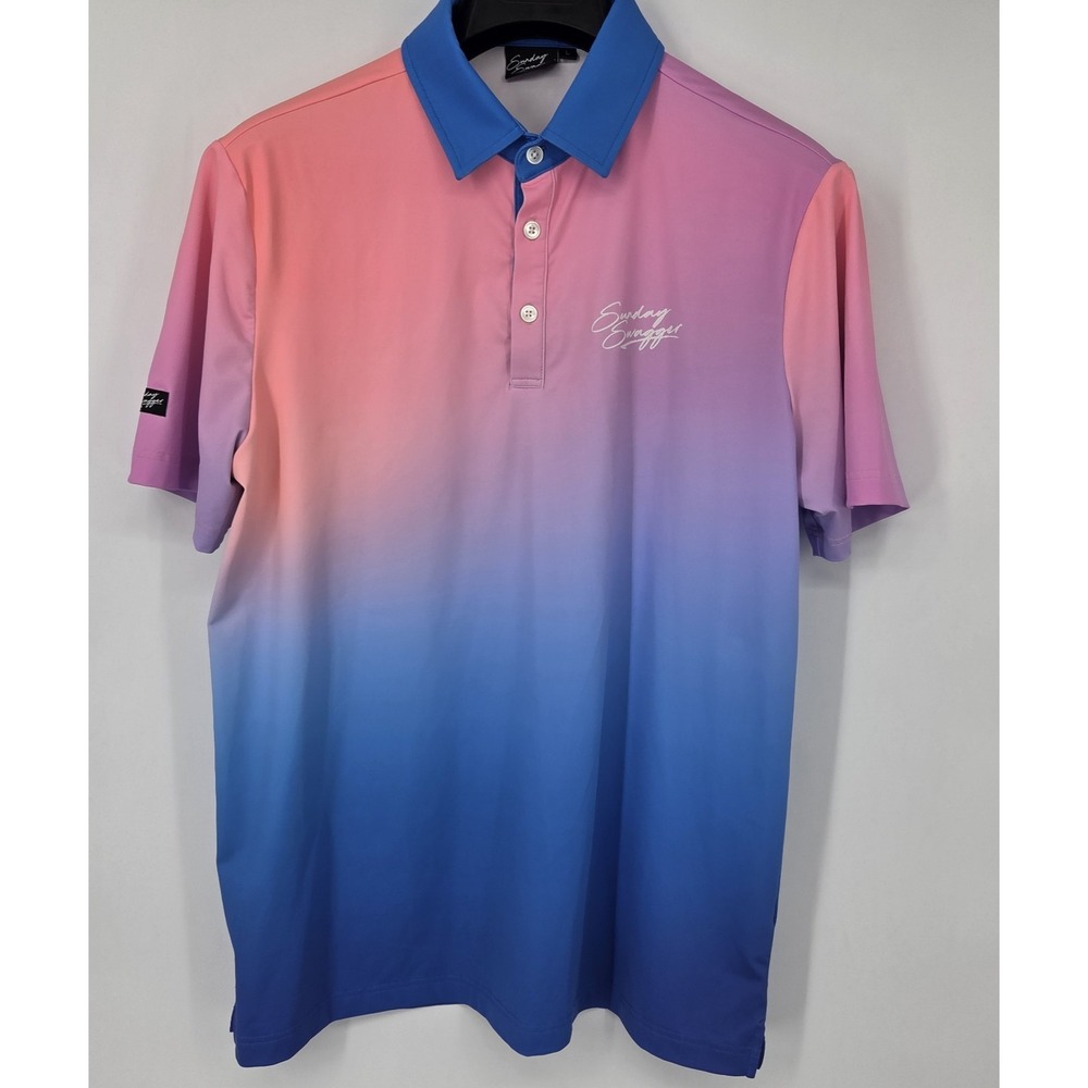 Sunday Swagger Polo Shirt Mens Large Multicolor Colorful Performance Golf Beach